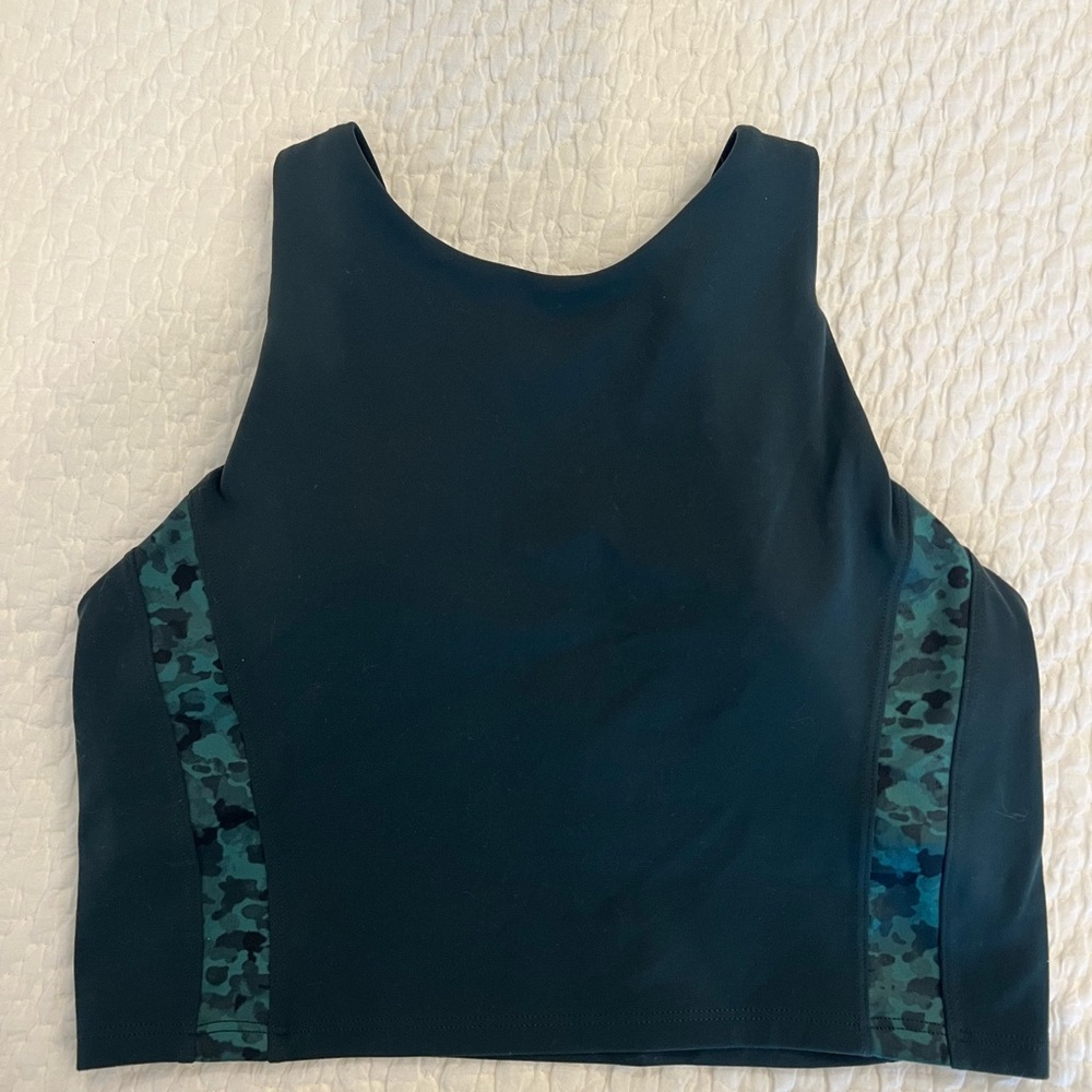 Athleta Dark Green Women's Sports Bra with Camo Accents